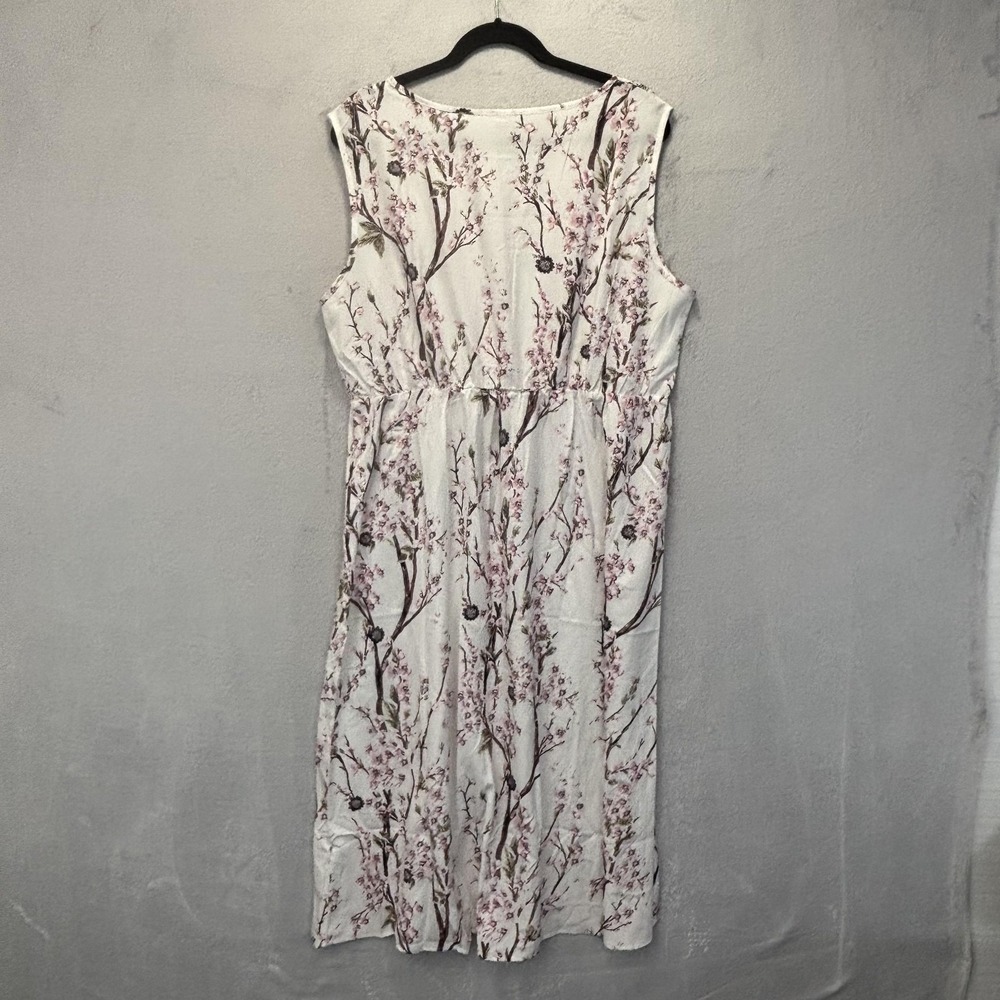 Pink Floral Tank Dress 2pc Set Womens 3XL Chiffon Lightweight Kaftan Sheer Top - Picture 7 of 16